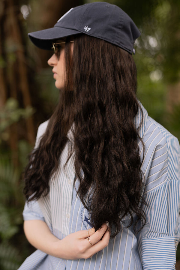SUPER Dark Brown Wavy Hat Wig